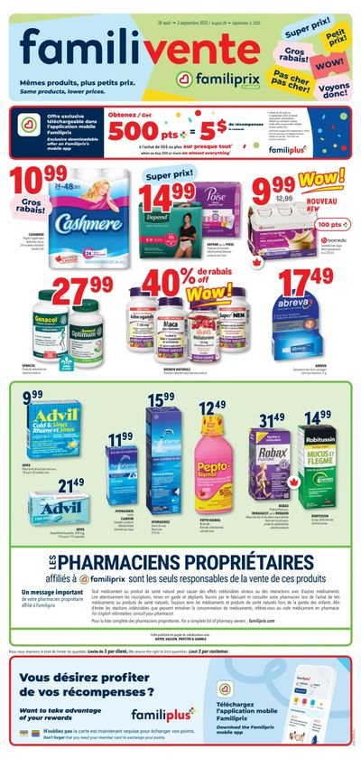Familiprix Clinique Flyer August 28 to September 3