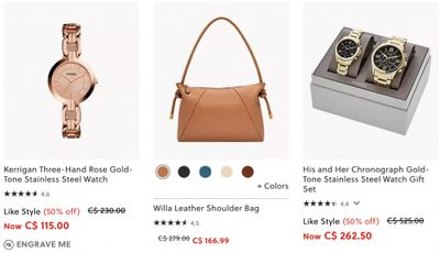Fossil + Outlet Canada: New Sale up to 40% off + Outlet up to 50% off