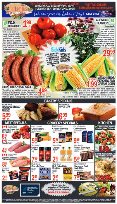 Battaglia's Marketplace Flyer August 27 to September 2