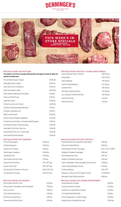 Denninger's Weekly Specials August 27 to September 2