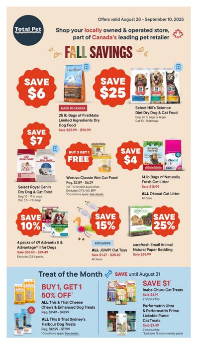 Total Pet Flyer August 28 to September 10