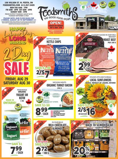Foodsmiths Flyer August 28 to September 11