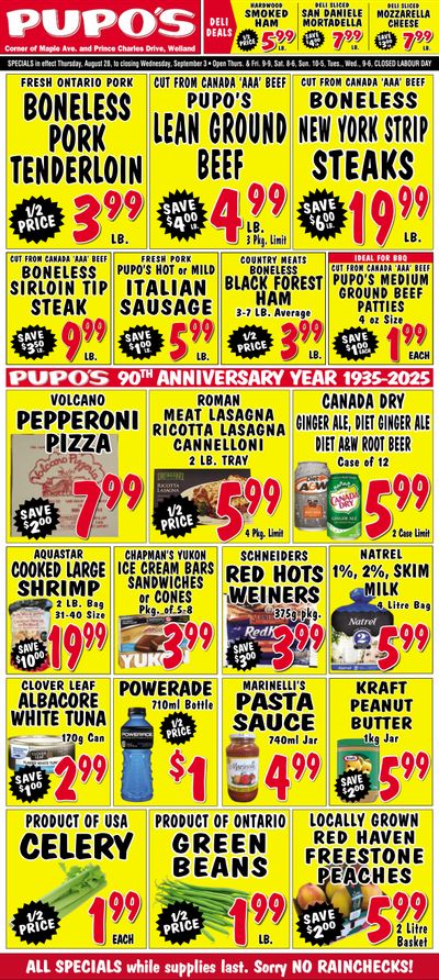 Pupo's Food Market Flyer August 28 to September 3