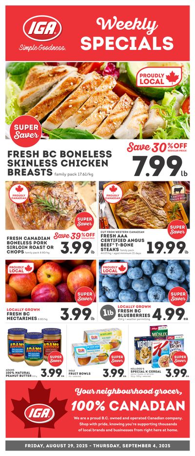 IGA Stores of BC Flyer August 29 to September 4
