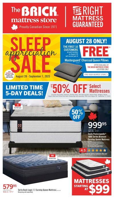 The Brick Mattress Store Flyer August 28 to September 11