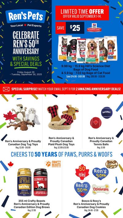 Ren's Pets Flyer August 28 to September 30
