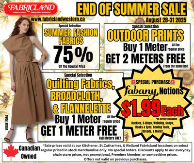 Fabricland (Kitchener, St. Catharines, Welland) Flyer August 28 to 31
