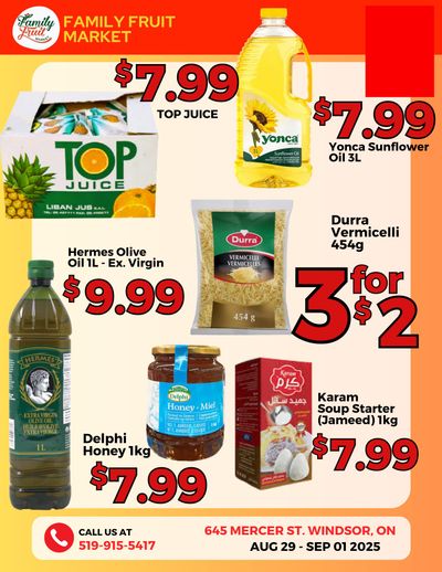 Family Fruit Market Flyer August 29 to September 1