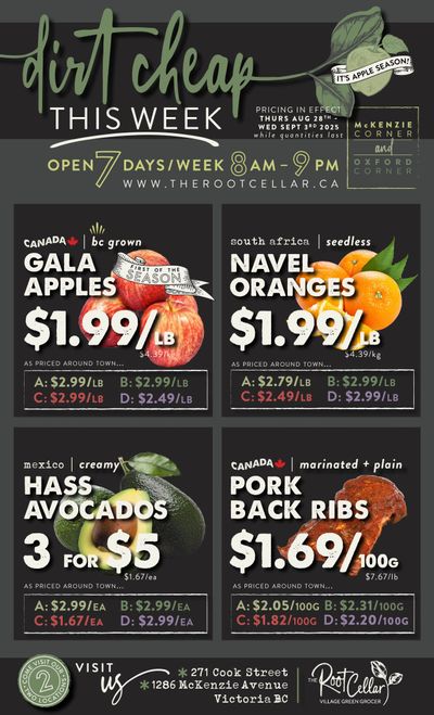 The Root Cellar Flyer August 28 to September 3