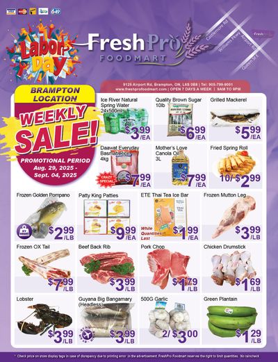 FreshPro Foodmart (Brampton) Flyer August 29 to September 4
