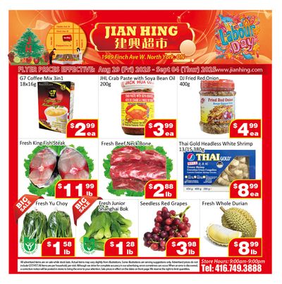 Jian Hing Supermarket (North York) Flyer August 29 to September 4