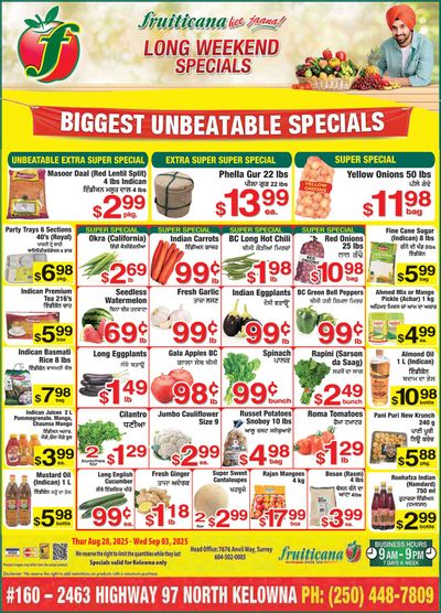 Fruiticana (Kelowna) Flyer August 28 to September 3