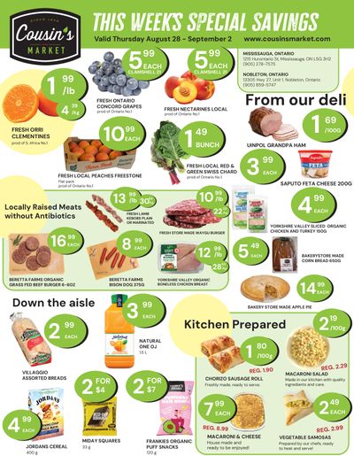 Cousin's Market Flyer August 28 to September 2