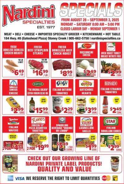 Nardini Specialties Flyer August 28 to September 3