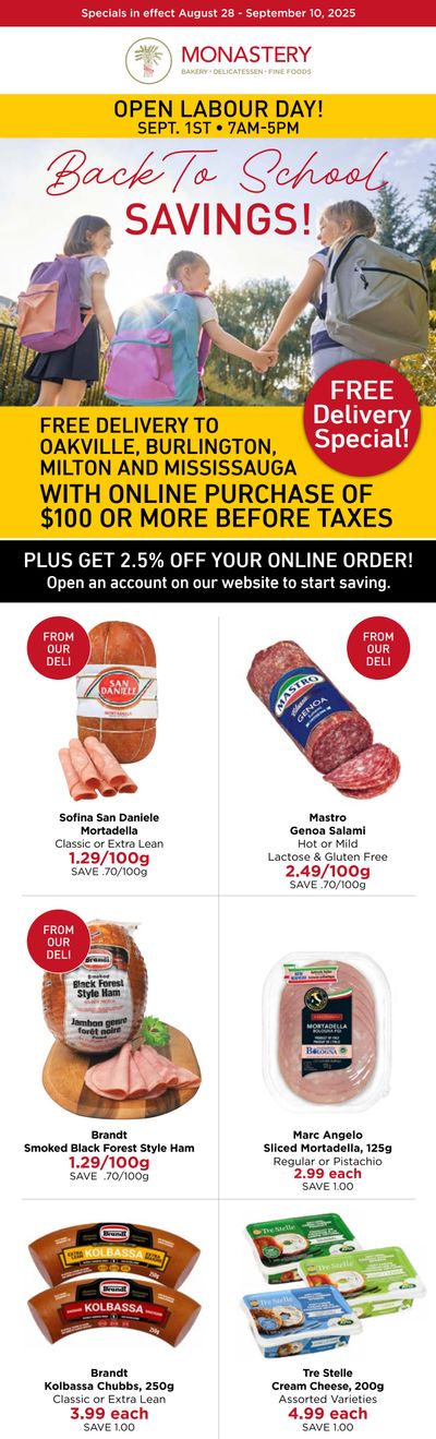 Monastery Bakery Flyer August 27 to September 10
