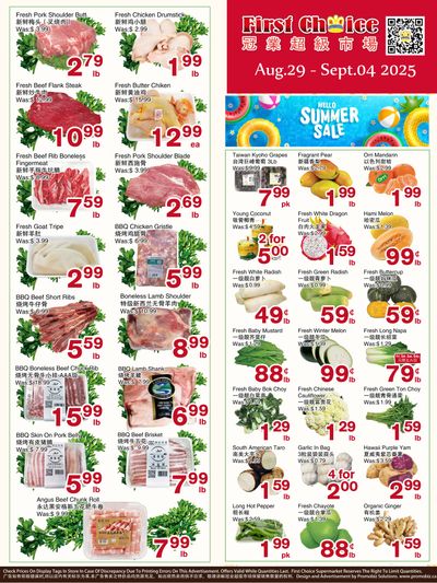 First Choice Supermarket Flyer August 29 to September 4