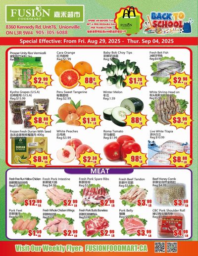 Fusion Supermarket (Unionville)  Flyer August 29 to September 4