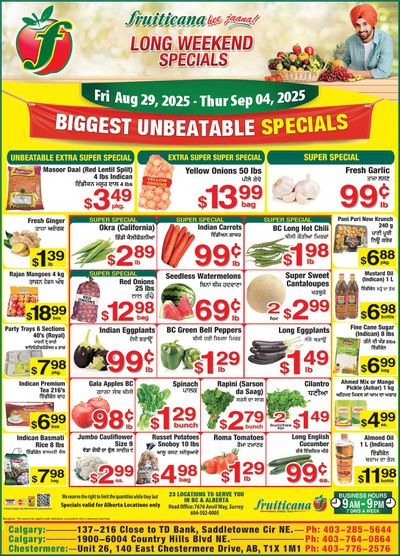 Fruiticana (Calgary) Flyer August 29 to September 4