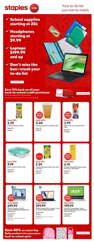 Staples Flyer August 29 to September 4