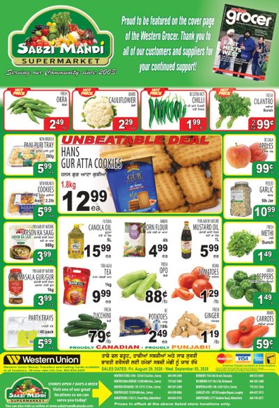 Sabzi Mandi Supermarket (Lower Mainland) Flyer August 29 to September 3