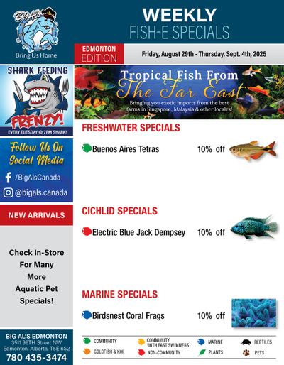 Big Al's (Edmonton) Weekly Specials August 29 to September 4