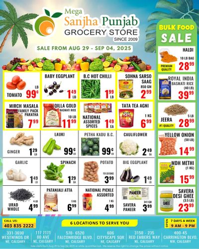 Sanjha Punjab Grocery Store Flyer August 29 to September 4