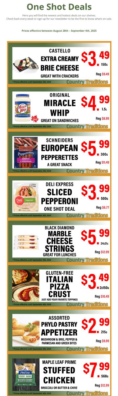 Country Traditions One-Shot Deals Flyer August 28 to September 4