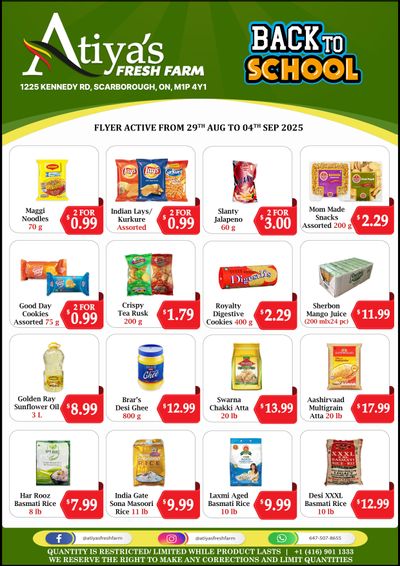 Atiya's Fresh Farm Flyer August 29 to September 4