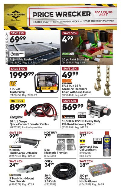 Princess Auto Price Wrecker Flyer September 1 to 30