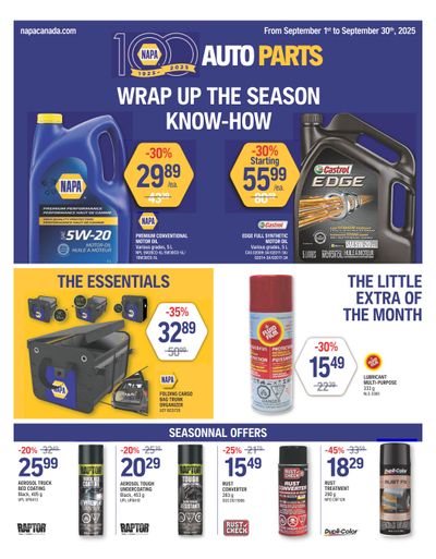 NAPA Auto Parts Flyer September 1 to 30 
