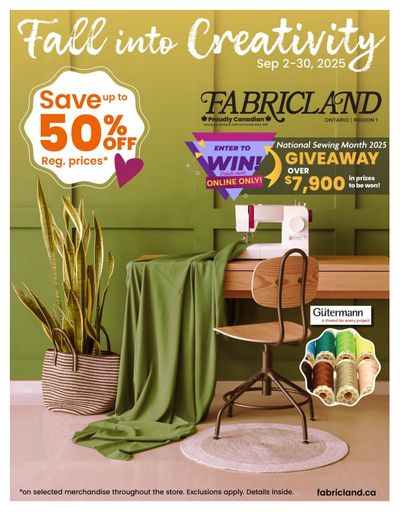 Fabricland (ON) Flyer September 2 to 30