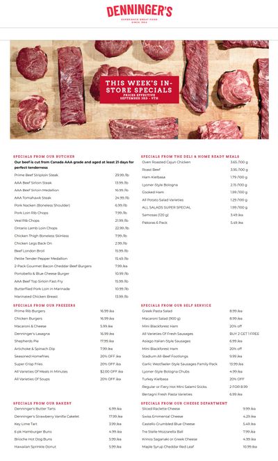 Denninger's Weekly Specials September 3 to 9
