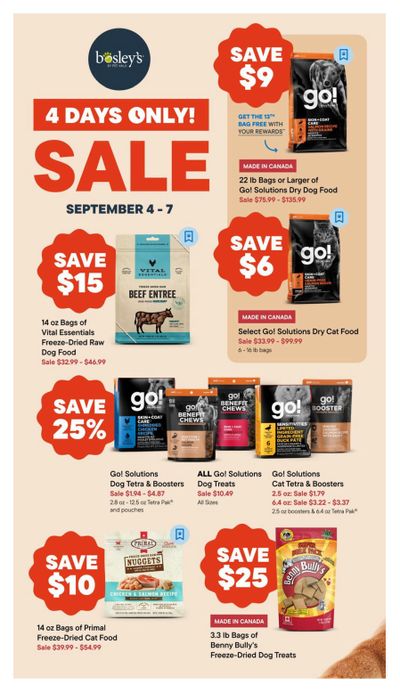 Bosley's by PetValu Flyer September 4 to 7