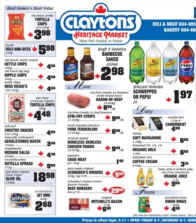 Claytons Heritage Market Flyer September 5 to 11