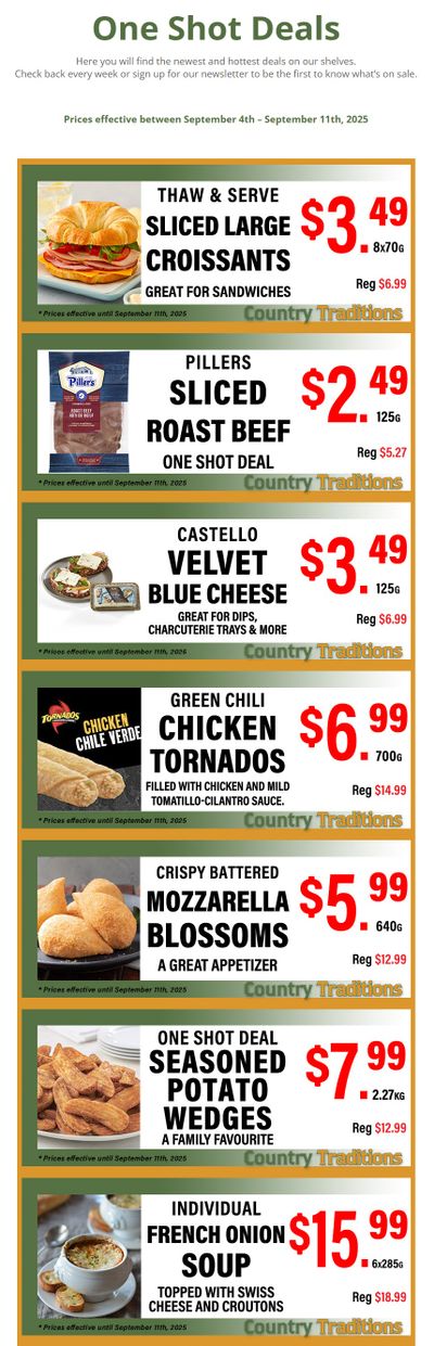 Country Traditions One-Shot Deals Flyer September 4 to 11