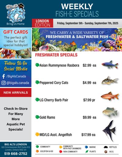 Big Al's (London) Weekend Specials September 5 to 7