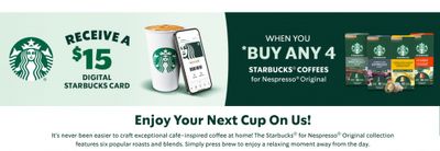 Starbucks at Home $15 Digital Gift Card Offer