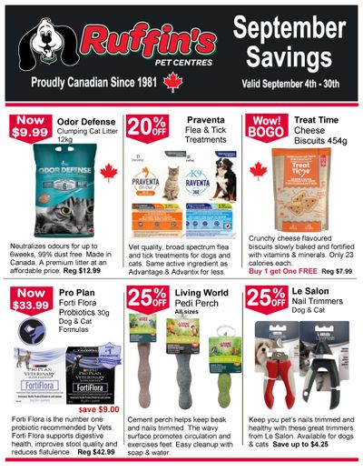 Ruffin's Pet Centre Flyer September 4 to 30