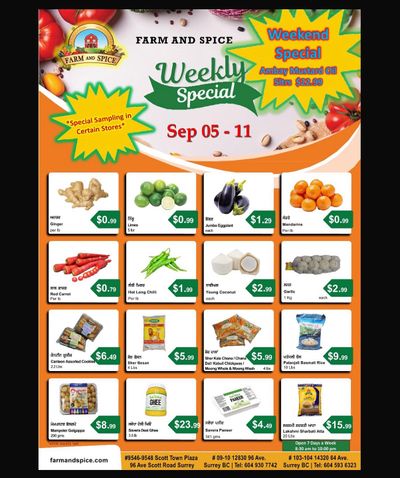 Farm And Spice Grocers Flyer September 5 to 11