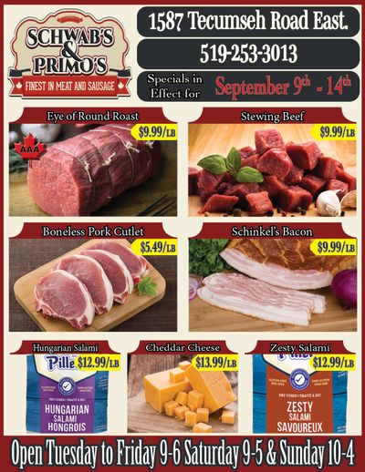 Schwab's & Primo's Flyer September 9 to 14