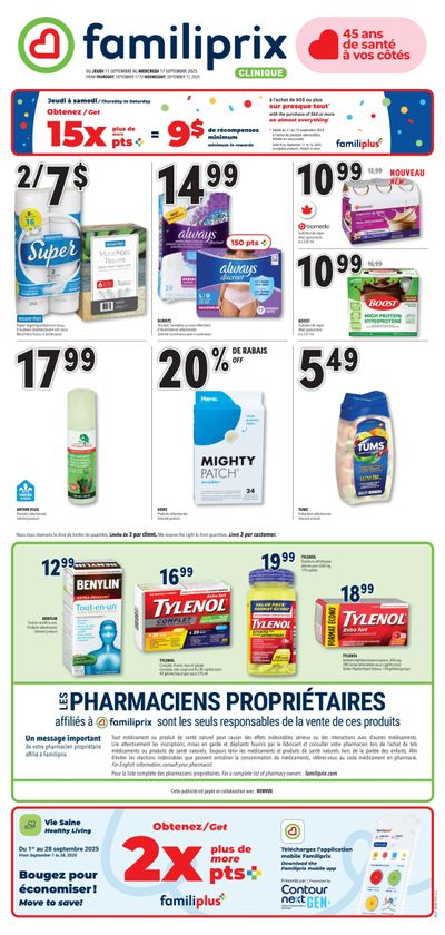 Familiprix Clinique Flyer September 11 to 17