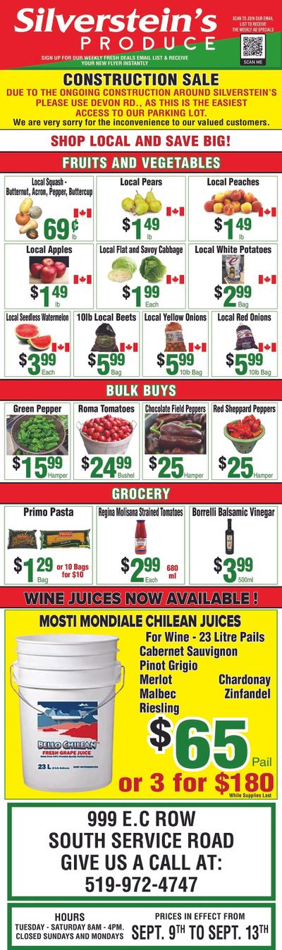 Silverstein's Produce Flyer September 9 to 13