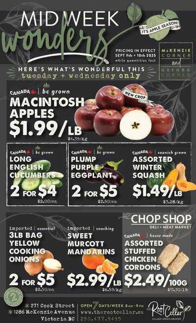 The Root Cellar Mid-Week Flyer September 9 and 10