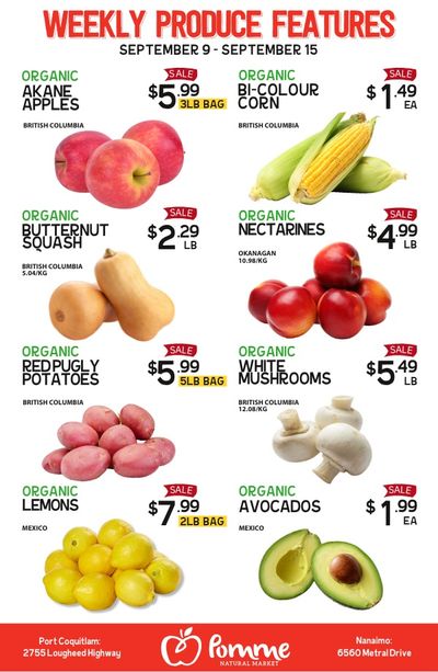 Pomme Natural Market Weekly Produce Flyer September 9 to 15