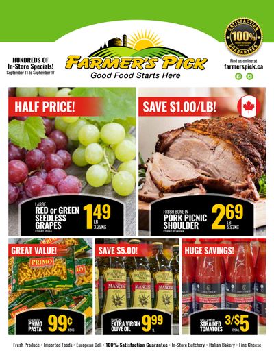 Farmer's Pick Flyer September 11 to 17