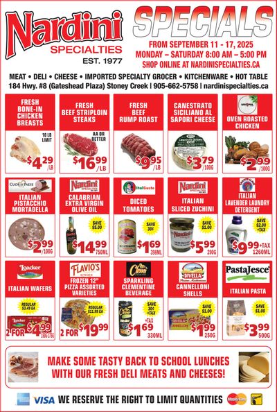 Nardini Specialties Flyer September 11 to 17
