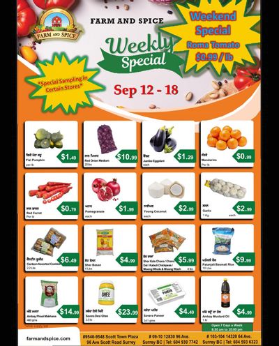 Farm And Spice Grocers Flyer September 12 to 18