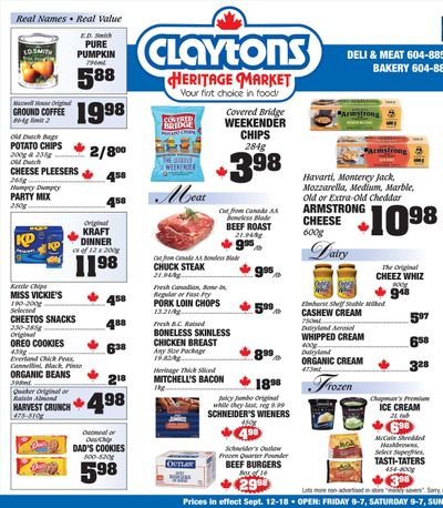Claytons Heritage Market Flyer September 12 to 18