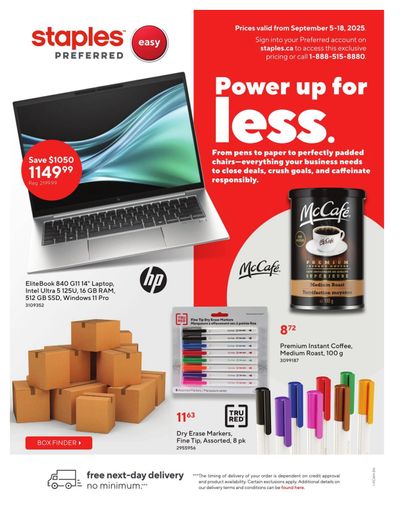 Staples Preferred Flyer September 5 to 18