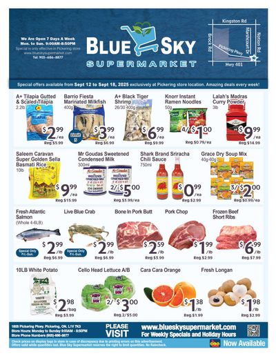 Blue Sky Supermarket (Pickering) Flyer September 12 to 18